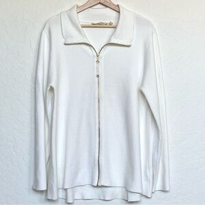 Soft Surroundings Women’s XL White Ultra Soft With Full Gold Zip Lounge Yoga